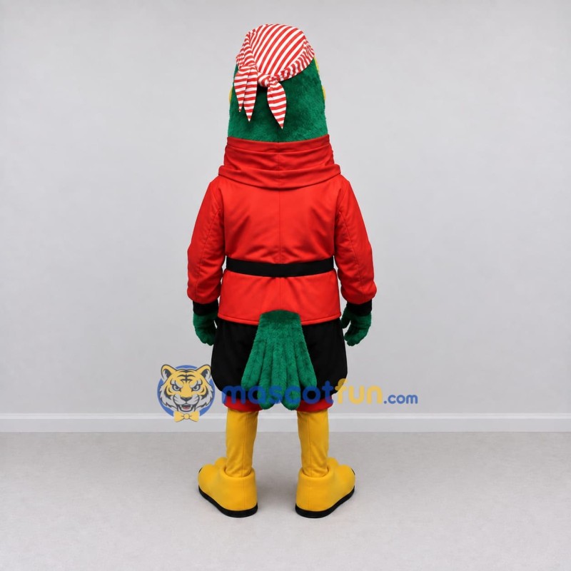 Custom Green and Red Pirate Parrot Character Mascot Costume Adult Full Body Suit for Theme Parties Custom Green and Red Pirate Parrot Character Mascot Costume Adult Full Body Suit for Theme Parties