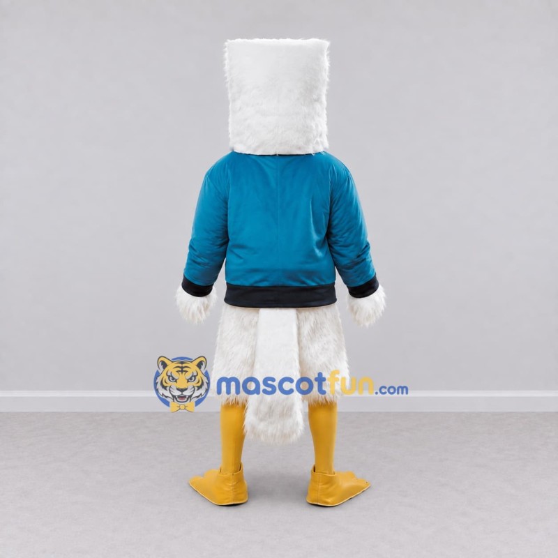Custom White and Teal Eagle Character in a Sweatshirt Mascot Costume Adult Full Body Suit for Sports Events Custom White and Teal Eagle Character in a Sweatshirt Mascot Costume Adult Full Body Suit for Sports Events