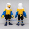 Custom White Yellow and Blue Eagle Character in Sportswear Mascot Costume Adult Full Body Suit for Sports Events