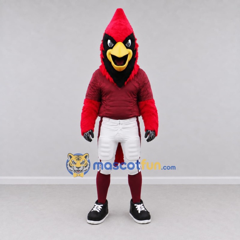 Custom Red and Black Cardinal Character in Sportswear Mascot Costume Adult Full Body Suit for Sports Events