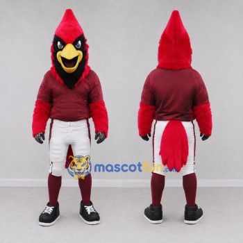 Custom Red and Black Cardinal Character in Sportswear Mascot Costume Adult Full Body Suit for Sports Events