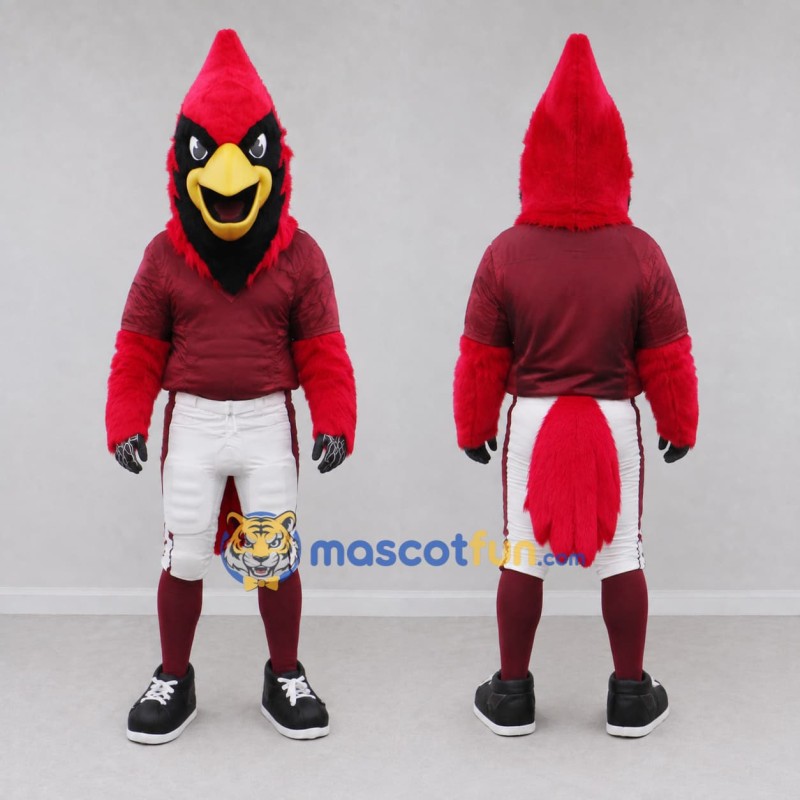Custom Red and Black Cardinal Character in Sportswear Mascot Costume Adult Full Body Suit for Sports Events
