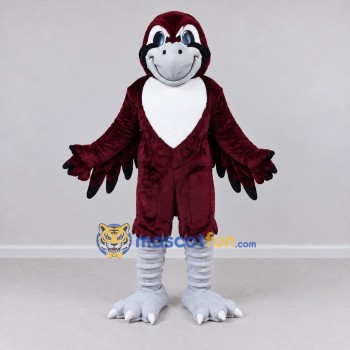 Custom Burgundy and White Owl Character Mascot Costume Adult Full Body Suit for Sports Events