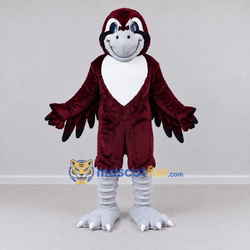 Custom Burgundy and White Owl Character Mascot Costume Adult Full Body Suit for Sports Events