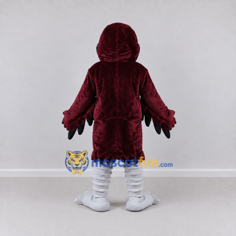Custom Burgundy and White Owl Character Mascot Costume Adult Full Body Suit for Sports Events
