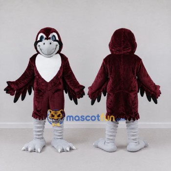 Custom Burgundy and White Owl Character Mascot Costume Adult Full Body Suit for Sports Events