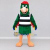 Custom Green and Black Parrot Character in a Striped Shirt Mascot Costume Adult Full Body Suit for Theme Parties Custom Green and Black Parrot Character in a Striped Shirt Mascot Costume Adult Full Body Suit for Theme Parties