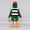 Custom Green and Black Parrot Character in a Striped Shirt Mascot Costume Adult Full Body Suit for Theme Parties Custom Green and Black Parrot Character in a Striped Shirt Mascot Costume Adult Full Body Suit for Theme Parties