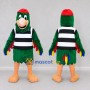 Custom Green and Black Parrot Character in a Striped Shirt Mascot Costume Adult Full Body Suit for Theme Parties