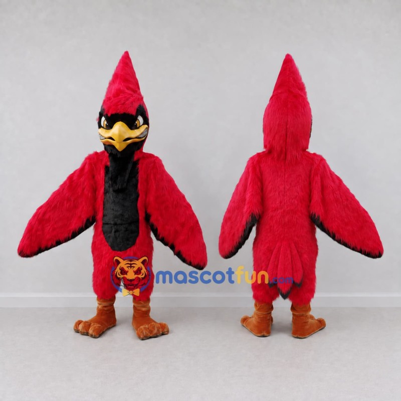 Custom Red and Black Cardinal Character Mascot Costume Adult Full Body Suit for Wildlife Events