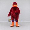 Custom Burgundy and Orange Bird Character Mascot Costume Adult Full Body Suit for School Events