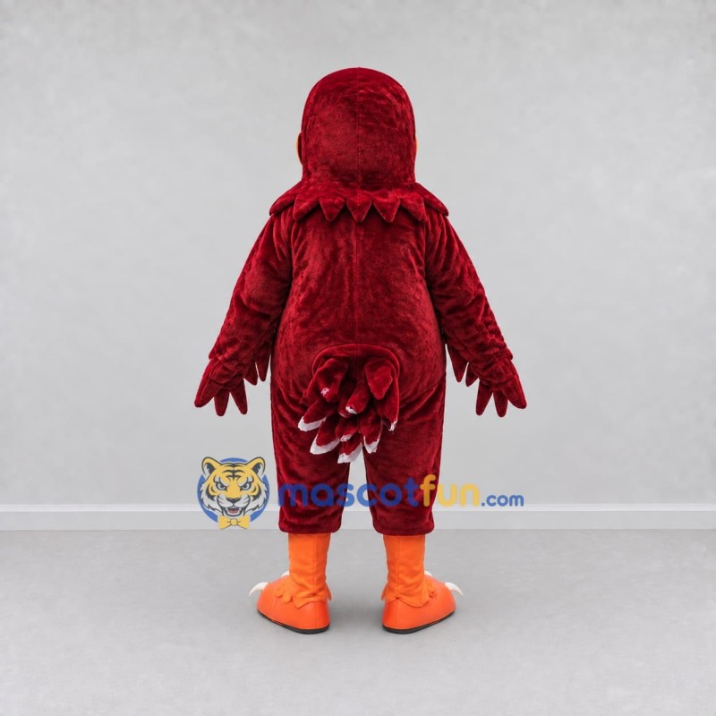 Custom Burgundy and Orange Bird Character Mascot Costume Adult Full Body Suit for School Events