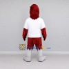 Custom Burgundy and White Bird Character in a T-Shirt Mascot Costume Adult Full Body Suit for Sports Events Custom Burgundy and White Bird Character in a T-Shirt Mascot Costume Adult Full Body Suit for Sports Events