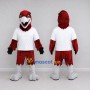 Custom Burgundy and White Bird Character in a T-Shirt Mascot Costume Adult Full Body Suit for Sports Events
