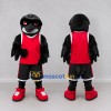 Custom Black and Red Bird Character in Sportswear Mascot Costume Adult Full Body Suit for Sports Events Custom Black and Red Bird Character in Sportswear Mascot Costume Adult Full Body Suit for Sports Events