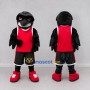 Custom Black and Red Bird Character in Sportswear Mascot Costume Adult Full Body Suit for Sports Events