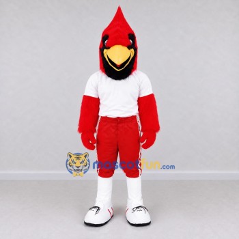 Custom Red and White Cardinal Character in Sportswear Mascot Costume Adult Full Body Suit for Sports Events