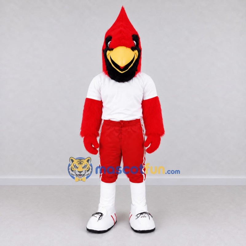 Custom Red and White Cardinal Character in Sportswear Mascot Costume Adult Full Body Suit for Sports Events