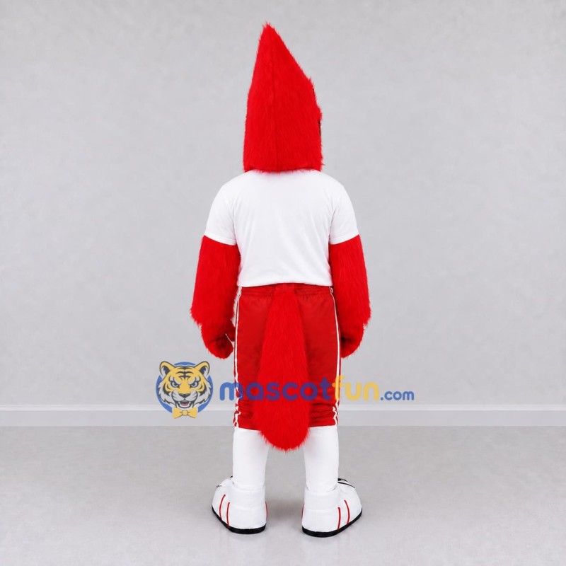 Custom Red and White Cardinal Character in Sportswear Mascot Costume Adult Full Body Suit for Sports Events