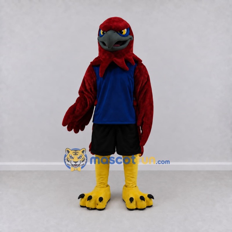 Custom Burgundy and Blue Eagle Character in Sportswear Mascot Costume Adult Full Body Suit for Sports Events Custom Burgundy and Blue Eagle Character in Sportswear Mascot Costume Adult Full Body Suit for Sports Events