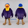 Custom Purple and Yellow Bird Character with a Cap Mascot Costume Adult Full Body Suit for School Events