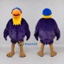 Custom Purple and Yellow Bird Character with a Cap Mascot Costume Adult Full Body Suit for School Events