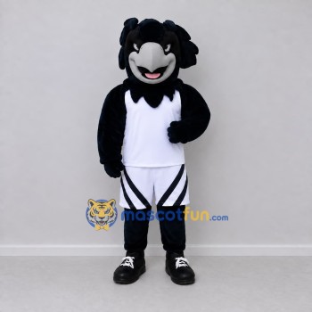 Custom Black and White Bird Character in Sportswear Mascot Costume Adult Full Body Suit for Sports Events Custom Black and White Bird Character in Sportswear Mascot Costume Adult Full Body Suit for Sports Events