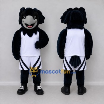 Custom Black and White Bird Character in Sportswear Mascot Costume Adult Full Body Suit for Sports Events