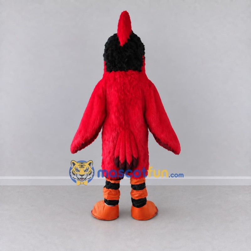 Custom Red and Black Crested Bird Character Mascot Costume Adult Full Body Suit for School Events Custom Red and Black Crested Bird Character Mascot Costume Adult Full Body Suit for School Events