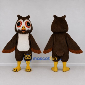 Custom Brown and White Owl Character Mascot Costume Adult Full Body Suit for School Events