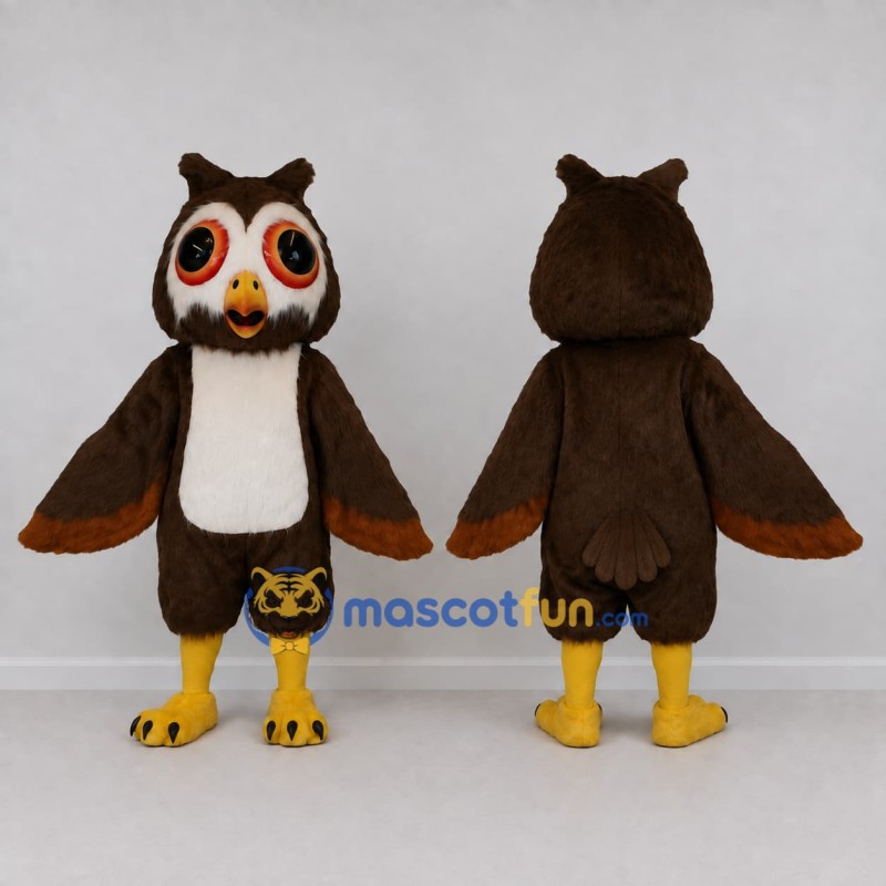 Custom Brown and White Owl Character Mascot Costume Adult Full Body Suit for School Events Custom Brown and White Owl Character Mascot Costume Adult Full Body Suit for School Events