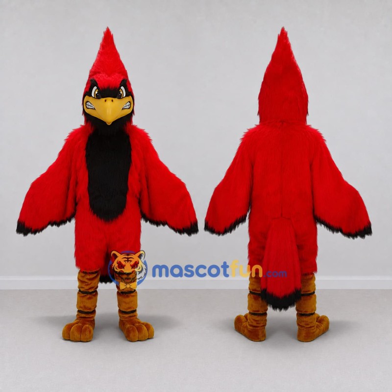 Custom Red and Black Cardinal Character Mascot Costume Adult Full Body Suit for Wildlife Events