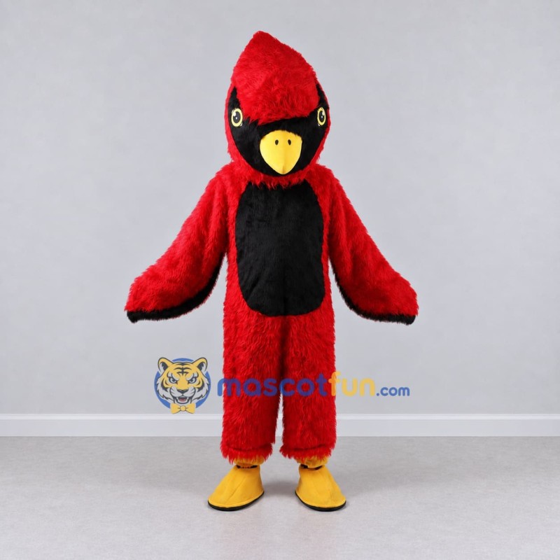 Custom Red and Black Cardinal Character Mascot Costume Adult Full Body Suit for Wildlife Events