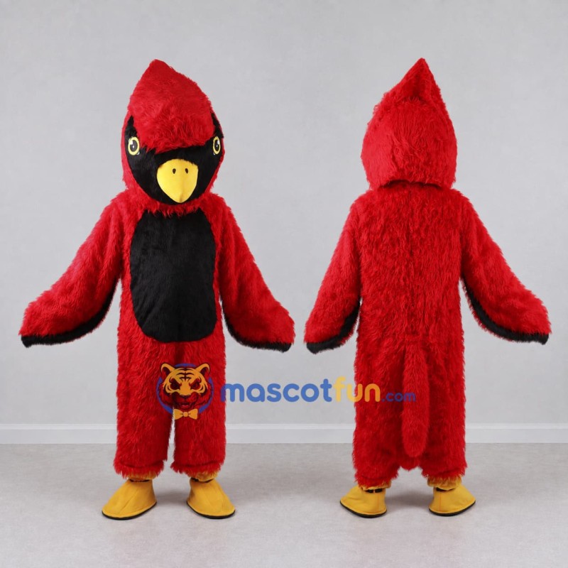 Custom Red and Black Cardinal Character Mascot Costume Adult Full Body Suit for Wildlife Events