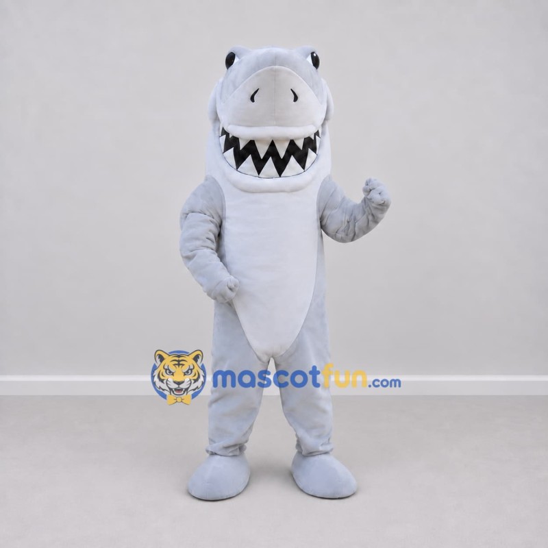 Custom Gray and White Shark Character Mascot Costume Adult Full Body Suit for Ocean Events