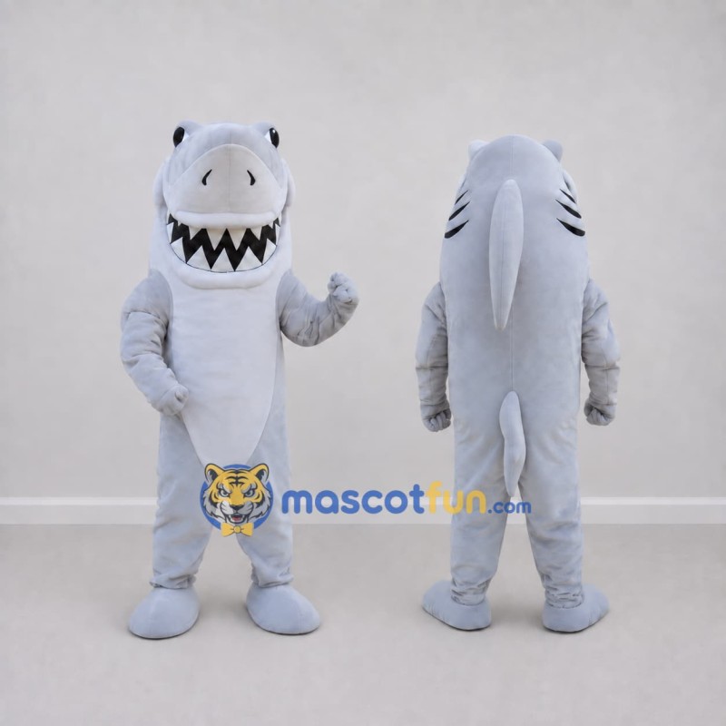 Custom Gray and White Shark Character Mascot Costume Adult Full Body Suit for Ocean Events