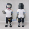 Custom Gray and White Shark Character in Sportswear Mascot Costume Adult Full Body Suit for Sports Events Custom Gray and White Shark Character in Sportswear Mascot Costume Adult Full Body Suit for Sports Events