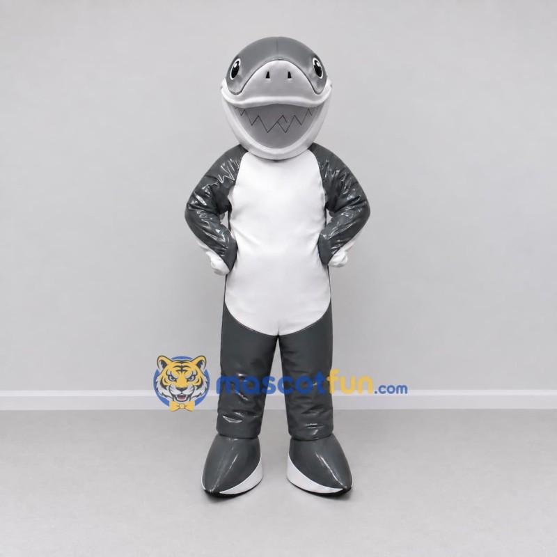 Custom Gray and White Shark Character Mascot Costume Adult Full Body Suit for Ocean Events Custom Gray and White Shark Character Mascot Costume Adult Full Body Suit for Ocean Events