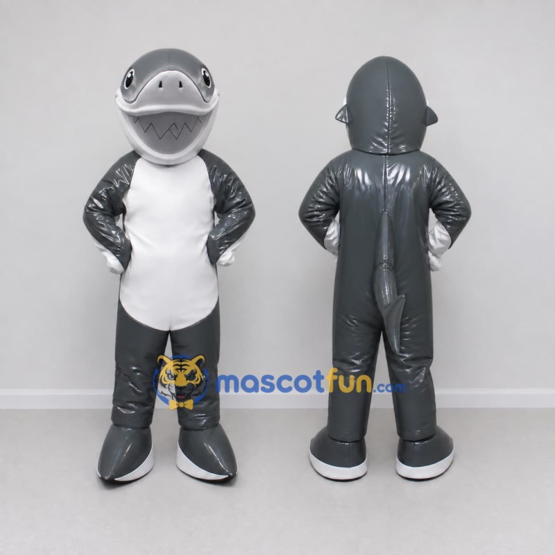 Custom Gray and White Shark Character Mascot Costume Adult Full Body Suit for Ocean Events Custom Gray and White Shark Character Mascot Costume Adult Full Body Suit for Ocean Events