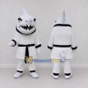 Custom White and Black Shark Character in a Karate Uniform Mascot Costume Adult Full Body Suit for Sports Events