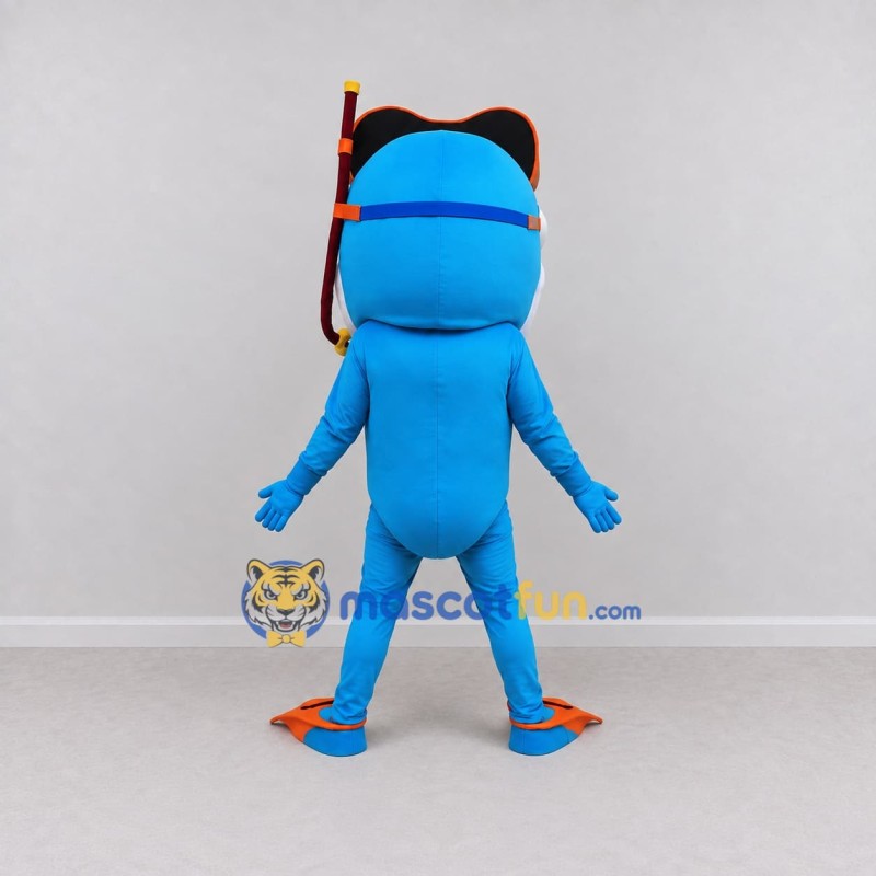 Custom Blue and White Shark Character with a Snorkel Mask Mascot Costume Adult Full Body Suit for Summer Events