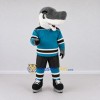Custom Gray and Teal Shark Character in a Hockey Uniform Mascot Costume Adult Full Body Suit for Sports Events Custom Gray and Teal Shark Character in a Hockey Uniform Mascot Costume Adult Full Body Suit for Sports Events