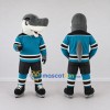 Custom Gray and Teal Shark Character in a Hockey Uniform Mascot Costume Adult Full Body Suit for Sports Events