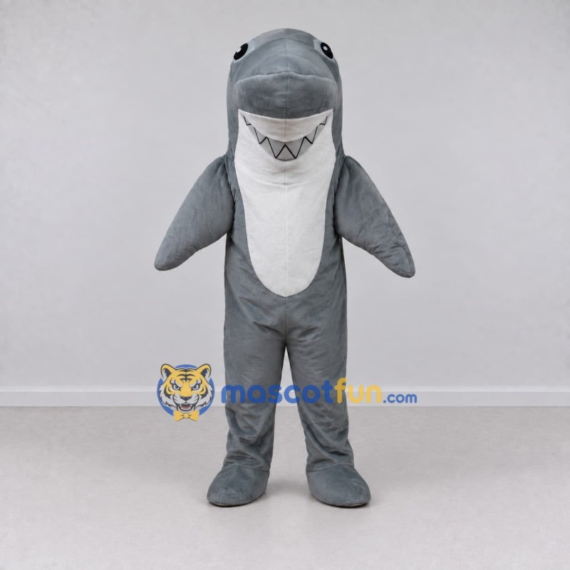 Custom Gray and White Shark Character Mascot Costume Adult Full Body Suit for Ocean Events