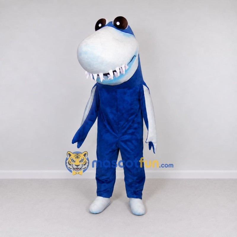 Custom Blue and White Shark Character Mascot Costume Adult Full Body Suit for Ocean Events Custom Blue and White Shark Character Mascot Costume Adult Full Body Suit for Ocean Events