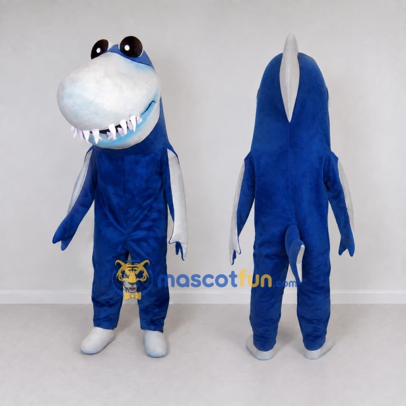 Custom Blue and White Shark Character Mascot Costume Adult Full Body Suit for Ocean Events Custom Blue and White Shark Character Mascot Costume Adult Full Body Suit for Ocean Events