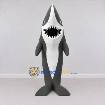Custom Gray and White Shark Character Mascot Costume Adult Full Body Suit for Ocean Events