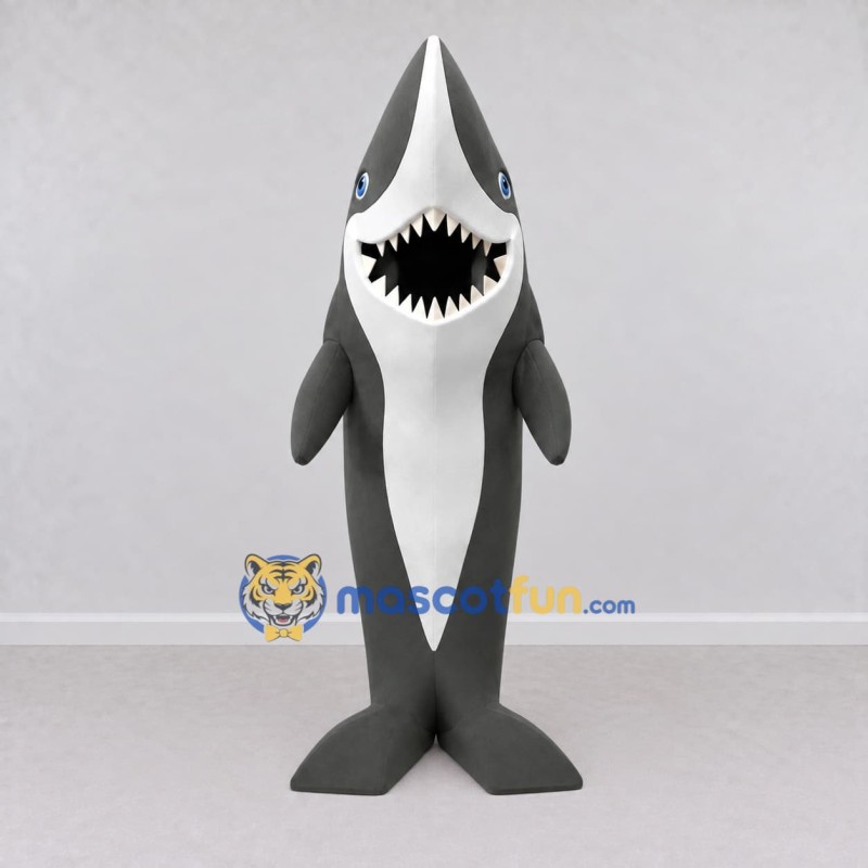 Custom Gray and White Shark Character Mascot Costume Adult Full Body Suit for Ocean Events