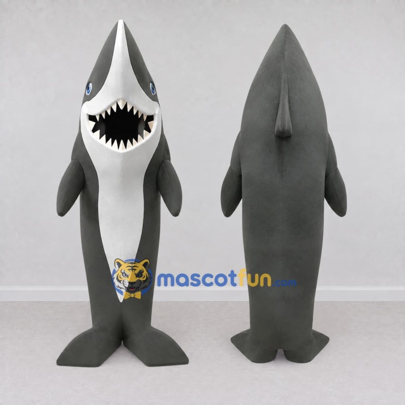 Custom Gray and White Shark Character Mascot Costume Adult Full Body Suit for Ocean Events