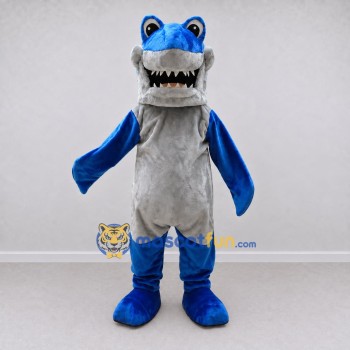 Custom Blue and Gray Shark Character Mascot Costume Adult Full Body Suit for Ocean Events Custom Blue and Gray Shark Character Mascot Costume Adult Full Body Suit for Ocean Events